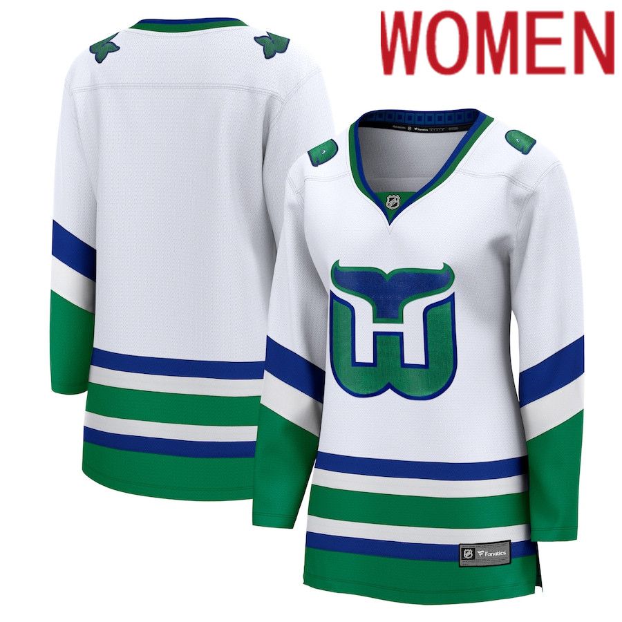 Women Carolina Hurricanes Fanatics Branded White Whalers Premier Breakaway NHL Jersey